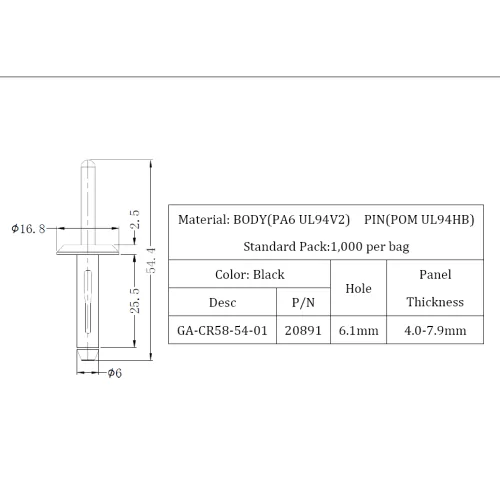 GA-CR58-54-01 | Remache ciego / remache "grapa" | Gecko Fastener GmbH