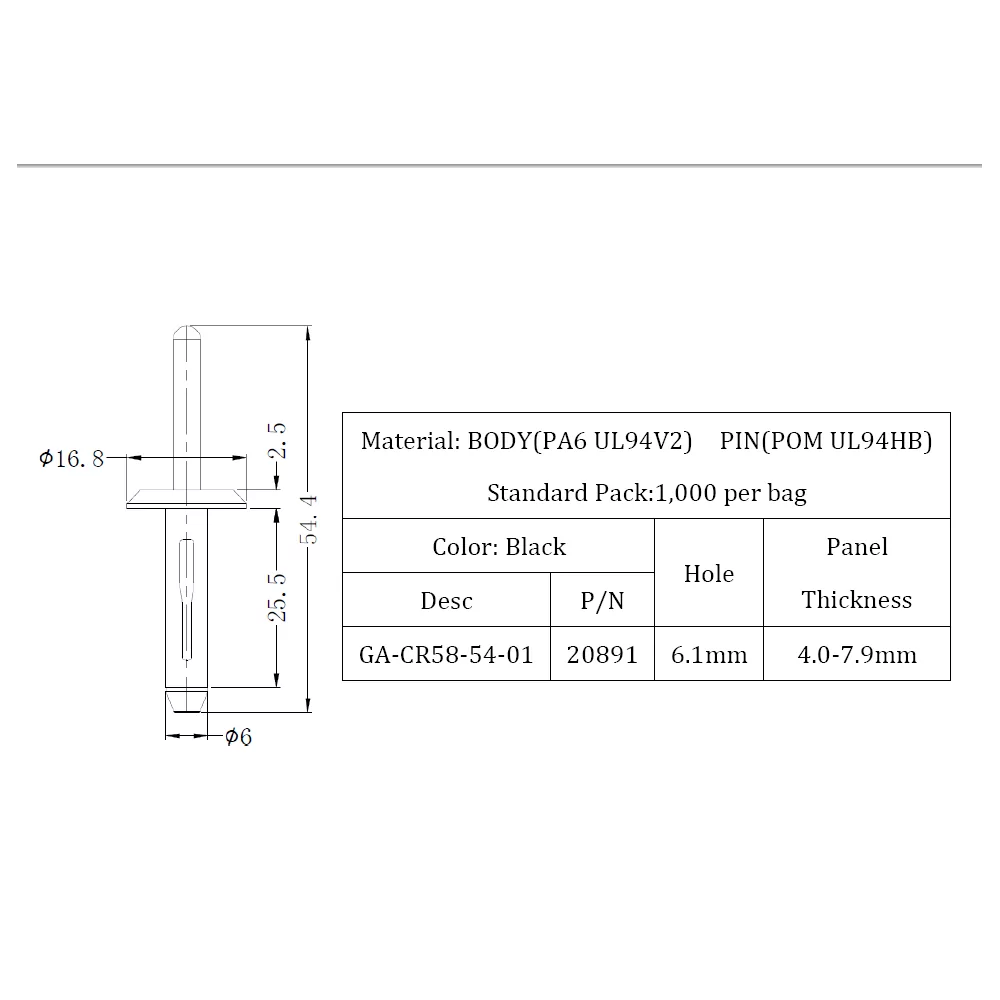 GA-CR58-54-01 | Remache ciego / remache "grapa" | Gecko Fastener GmbH