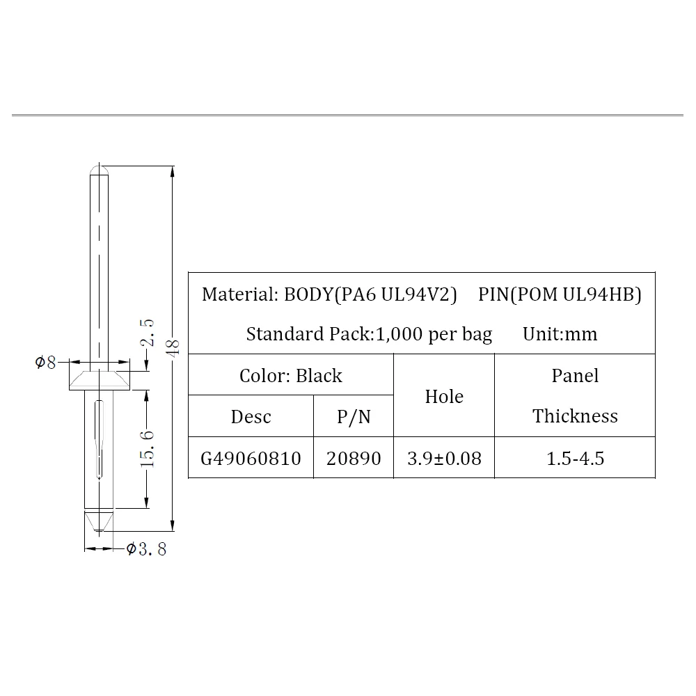G49060810 | Blind rivet / "staple" rivet | Gecko Fastener GmbH