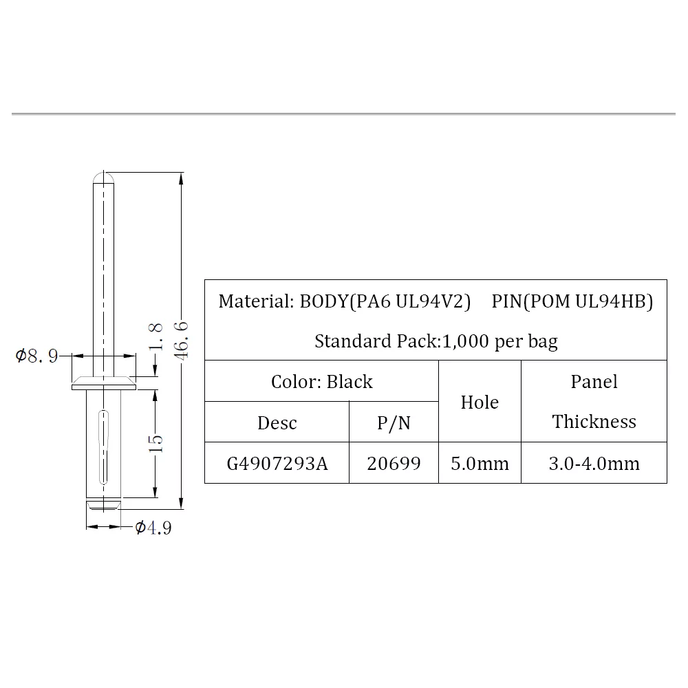 G4907293A | Blindklinknagel / "nietje" klinknagel | Gecko Fastener GmbH