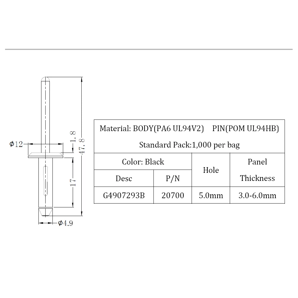G4907293B | Remache ciego / remache "grapa" | Gecko Fastener GmbH