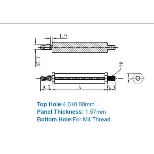GMSS / MSCBS | Entretoise avec filetage extérieur M4 | Gecko Fastener GmbH