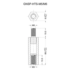 GNSP-HTS-M5M6 - Aisladores métricos hexagonales| Gecko Fastener GmbH 2