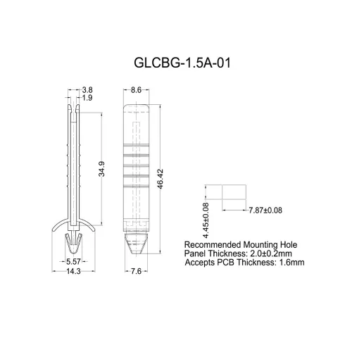 GLCBG-1.5A-01 - Verticale en Snap-In Kaartgeleider | Gecko Fastener GmbH