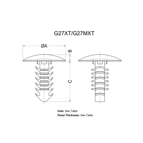 G27XT, G27MXT - Drukknopen met weerhaak | Gecko Fastener GmbH