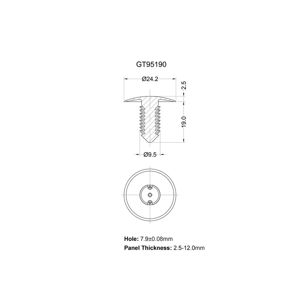 GT95190 - Barbed Push Fastener | Gecko Fastener GmbH