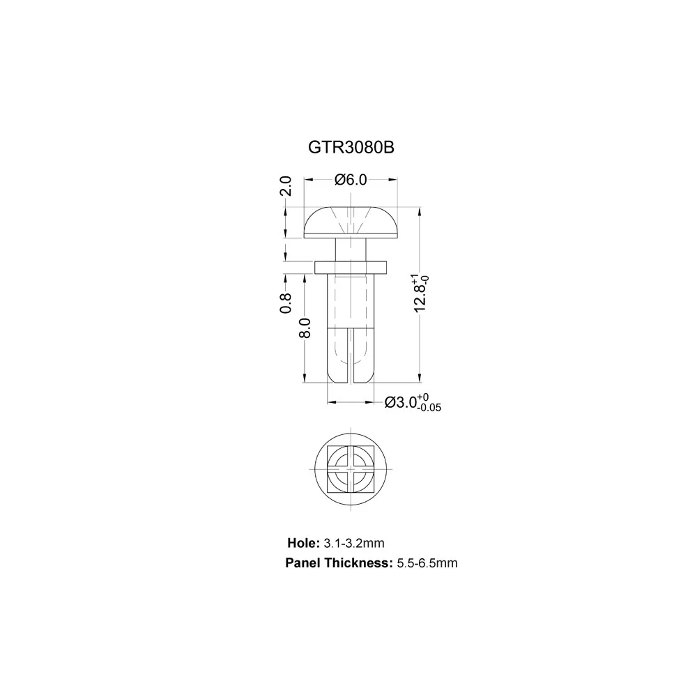 GTR3080B - Remache de empuje | Gecko Fastener GmbH