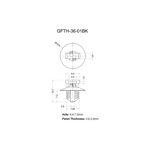 GFTH-36 - Sujetacables para prensar | Gecko Fastener GmbH