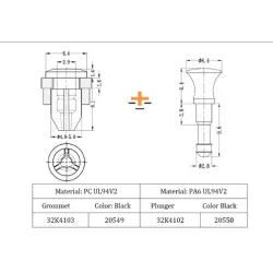 32K4103 / Remache a presión, ojal, PA6 UL94V2, PC UL94V2 | Gecko Fastener GmbH 2