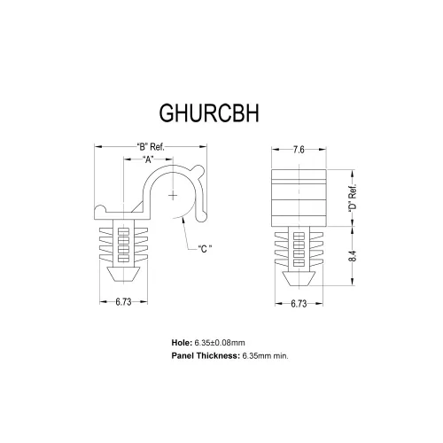 GHURCBH - Serre-câble, Half-U, Fir Tree Mount