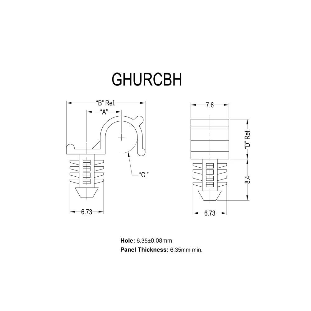 GHURCBH - Serre-câble, Half-U, Fir Tree Mount