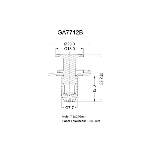 GA7712B - Drukknopen | Gecko Fastener GmbH