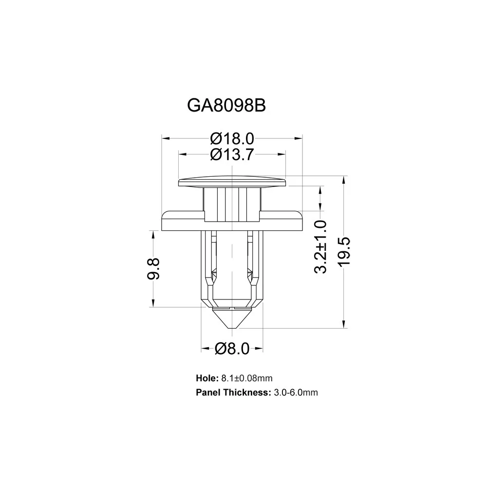 GA8098B - Drukknopen | Gecko Fastener GmbH