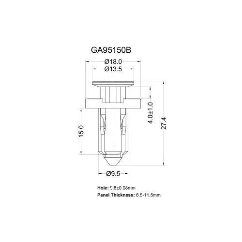 GA95150B - Drukknopen | Gecko Fastener GmbH