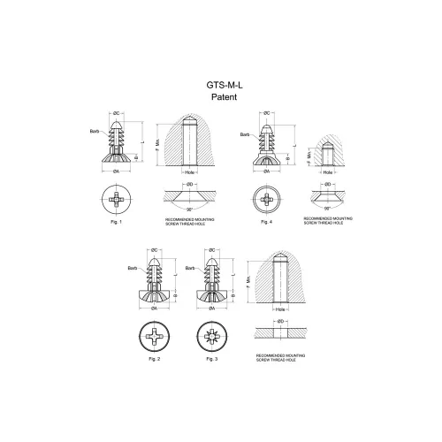 GTS1/GTS2/GTS3 - Indrukschroef | Gecko Fastener GmbH