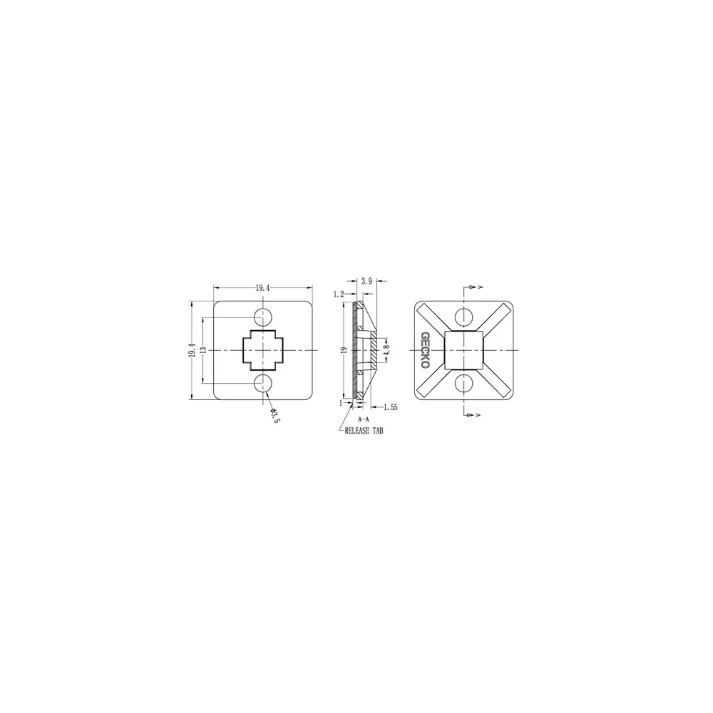 GCTM-AT | Snoerhouder / vlakke bevestigingsvoet | Gecko Fastener GmbH