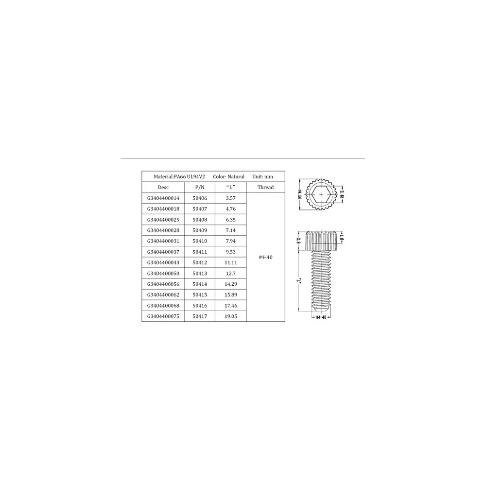 G34044000 | Plastic screw hexagon socket | Gecko Fastener GmbH