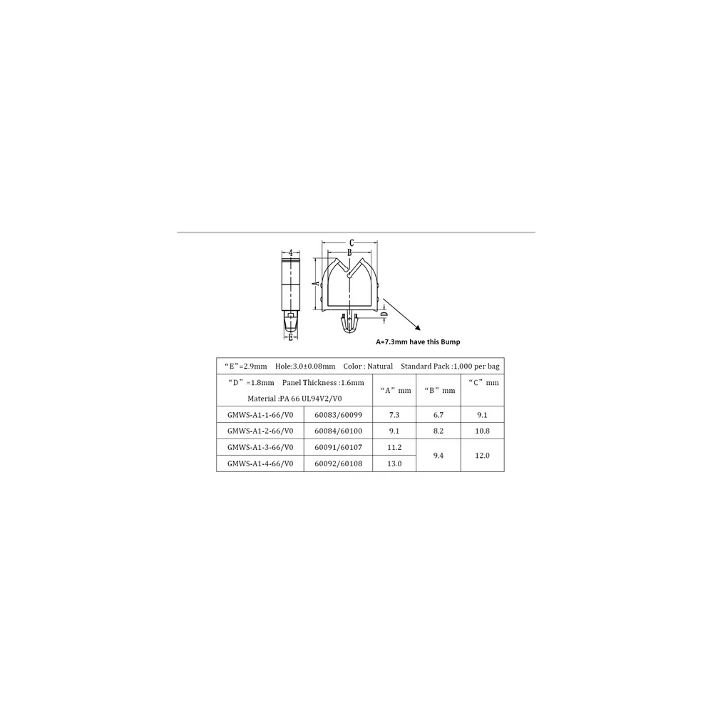 GMWS-A1 / MWSEA / Portacavi in miniatura | Gecko Fastener GmbH