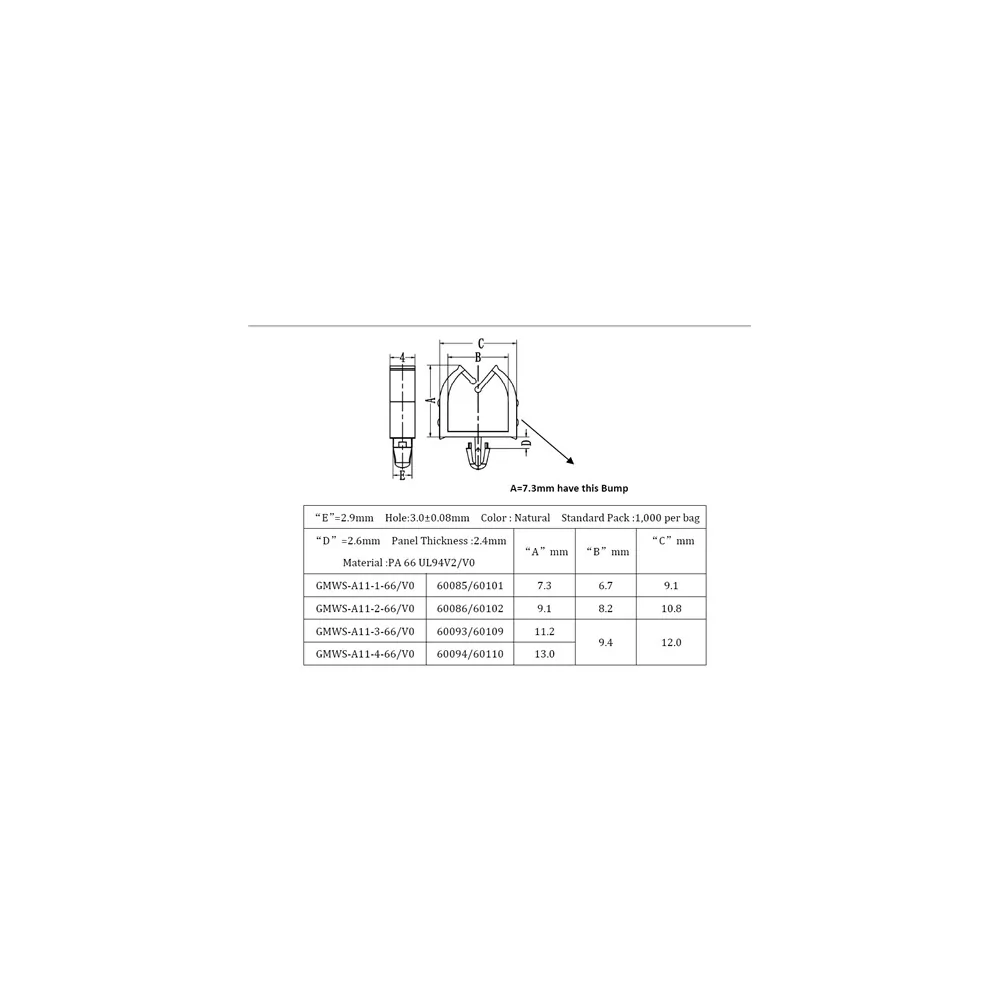 GMWS-A11 / MWSEA | Portacavi in miniatura | Gecko Fastener GmbH