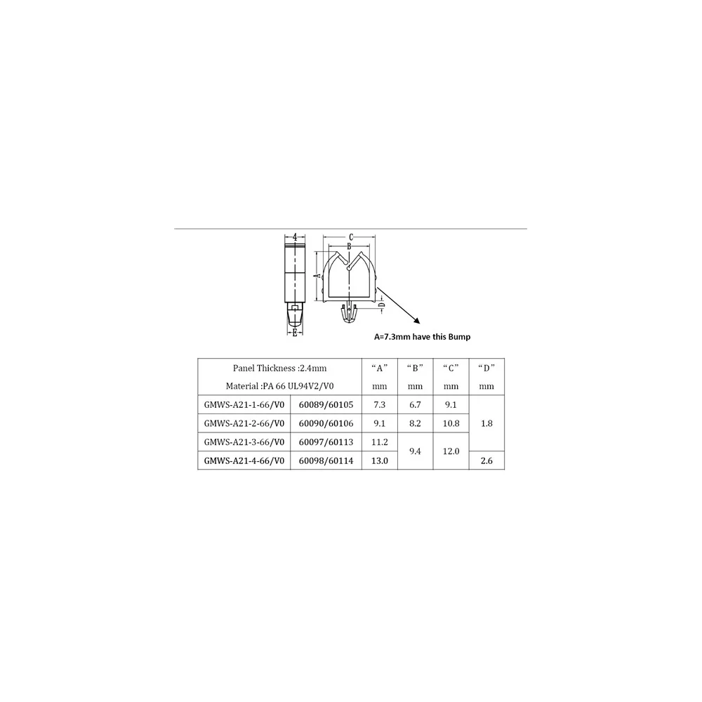 GMWS-A21 / MWSEA2 | Portacavi in miniatura | Gecko Fastener GmbH