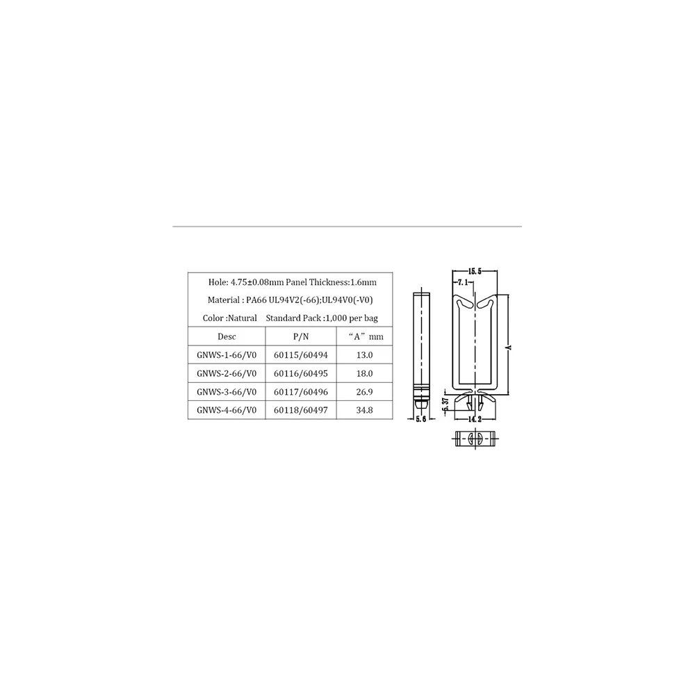 GNWS / WS | Sellette de câble pour circuit imprimé | Gecko Fastener GmbH