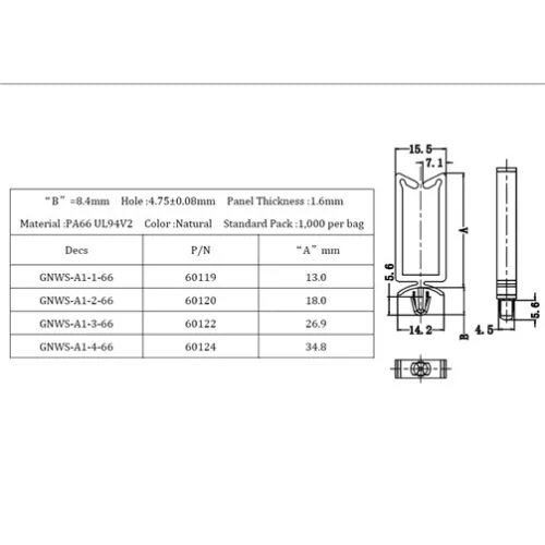 GNWS-A1 / WS-A | Support de câble fixation par ancrage expansible