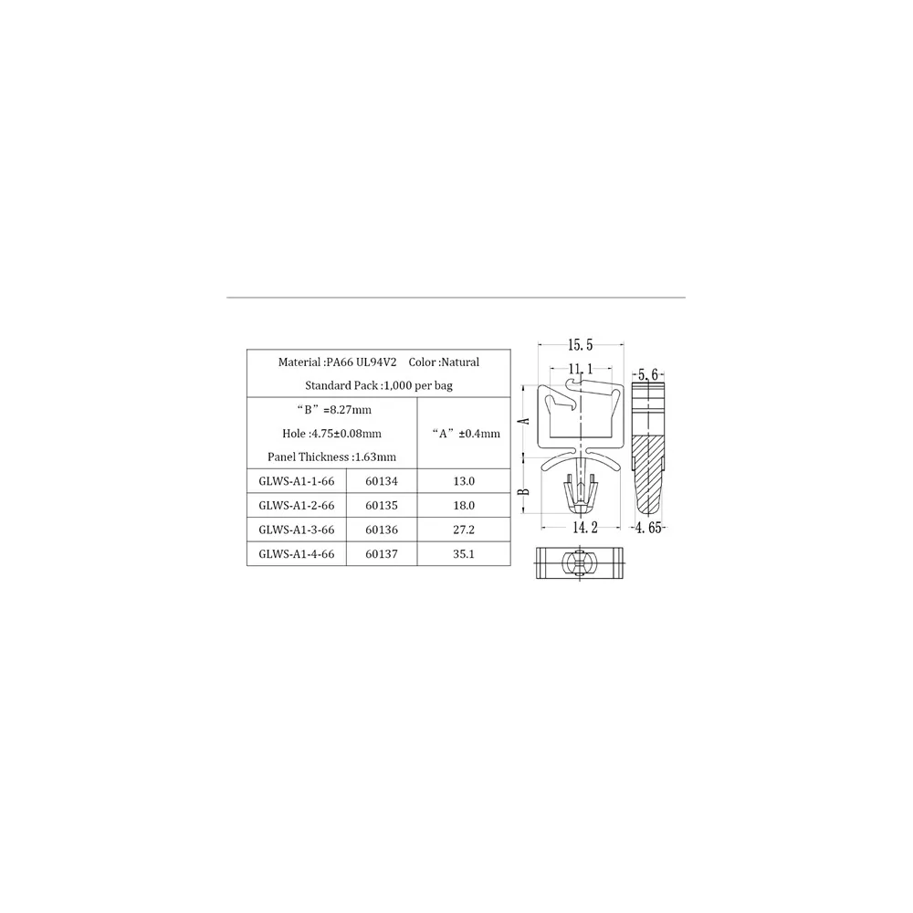 GLWS-A1 / LWS-A | Kabelhouder met uitbreidingsanker | Gecko Fastener GmbH