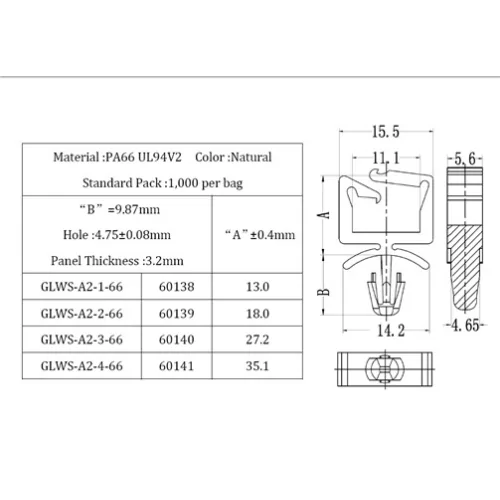 GLWS-A2 / LWS-A-2 | Kabelhalter mit Spreizanker | Gecko Fastener GmbH