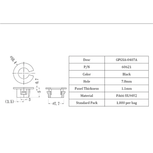 GPGSA-0407A / PGSA | Open snap-on bus | Gecko Fastener GmbH