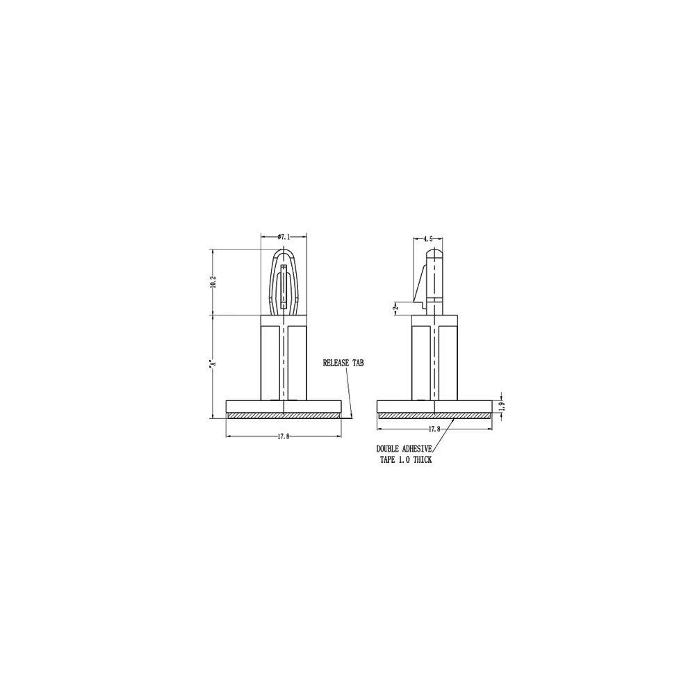 GCBS | Abstandshalter - mit/ohne Sperre, Klebesockel | Gecko Fastener GmbH
