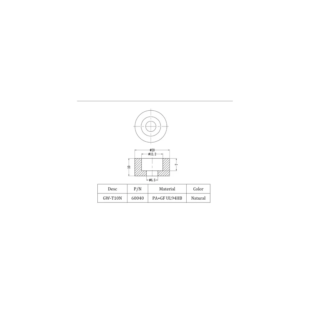 GW-T10 | Afstandsbus | Gecko Fastener GmbH