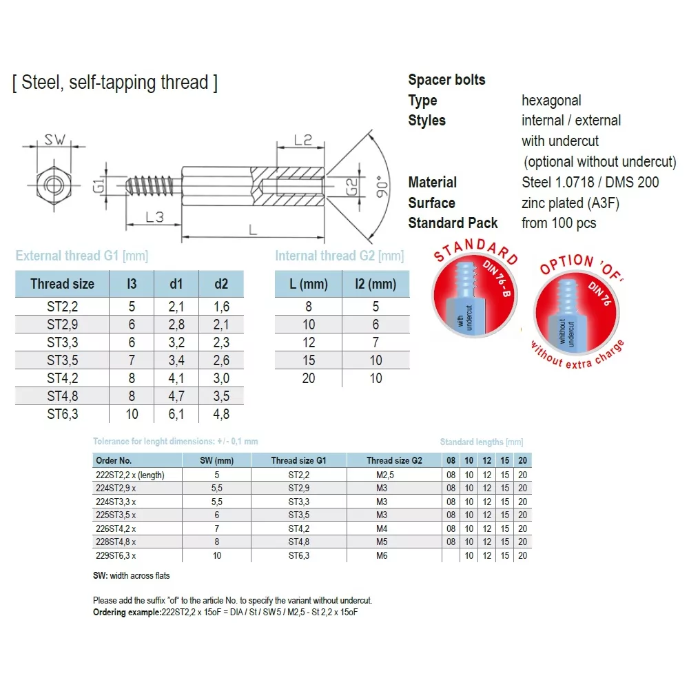 HTSBG-ST | Self-tapping threaded bolt made of steel | Americom