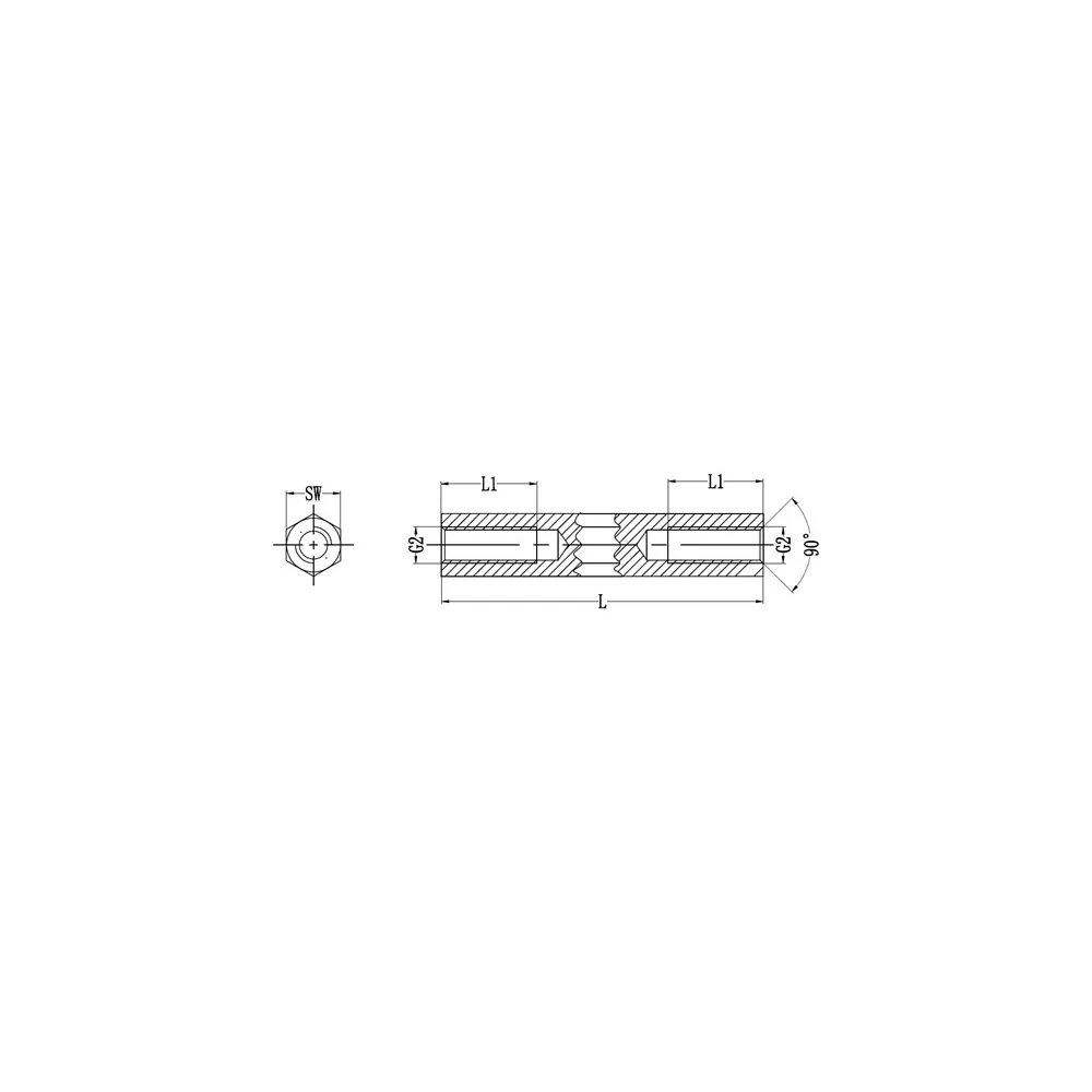 11x / HTSB-1 | Spacer bolt brass hexagon | Gecko Fastener GmbH